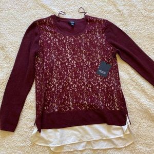 Women’s VERA WANG Simply Vera Lace Sweater Red M